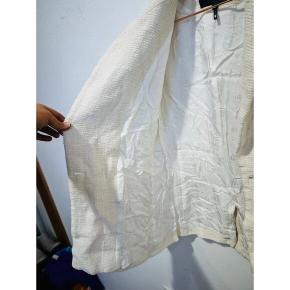 MAJE Off-White Tweed Creamy Oversized Vileno Blazer size 38 Flawed - Picture 9 of 16